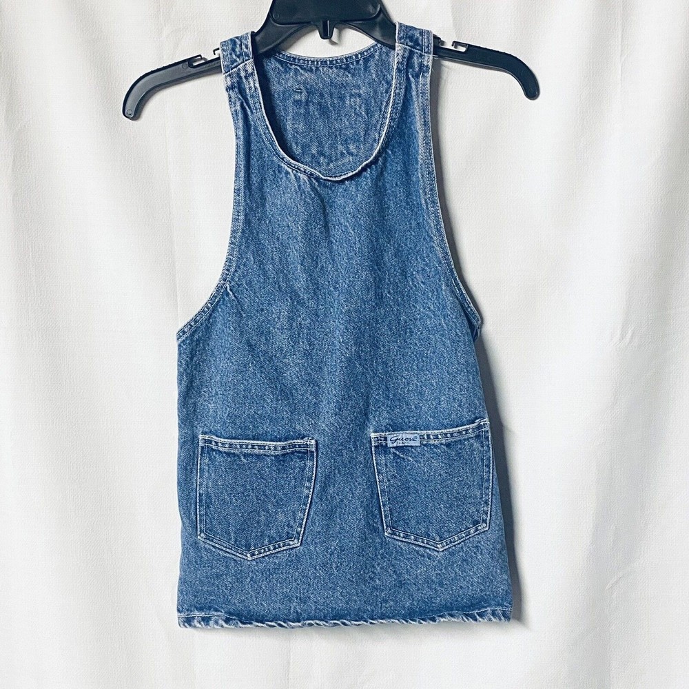 Vintage GUESS Denim Jumper Overall Dress Suspender Style Back Girl's Size 7 USA